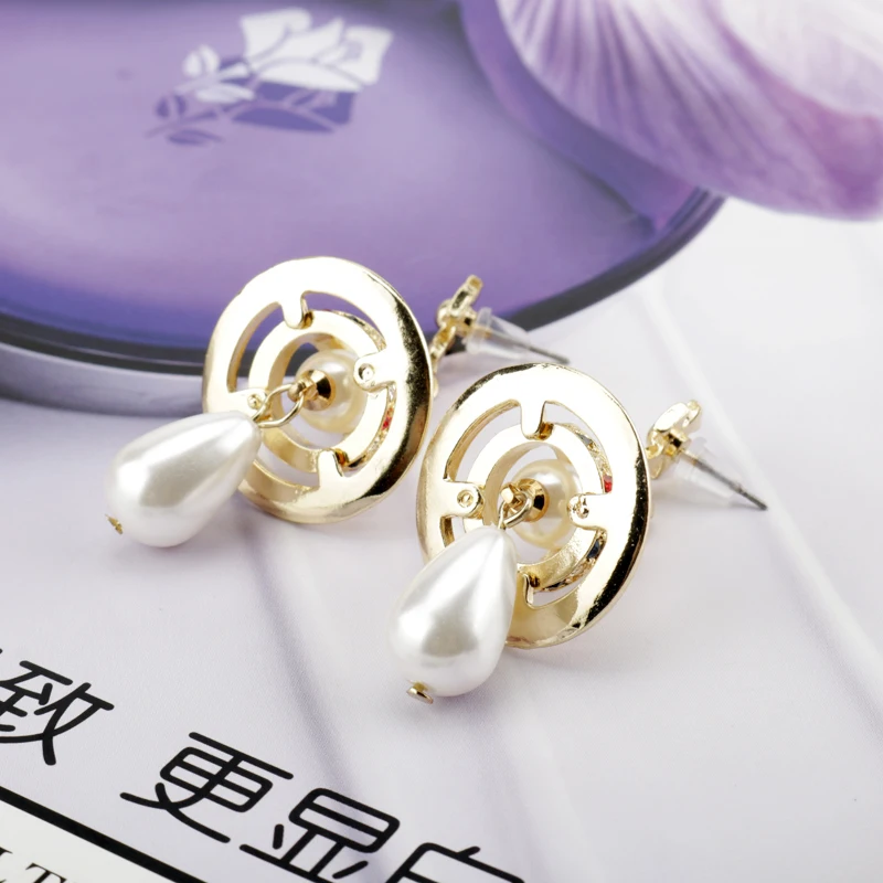 

Quality Personality Pearl ear-rings Long Tassel elegant Hollow five-pointed star Temperament earring Prevent Allergy Ins Style