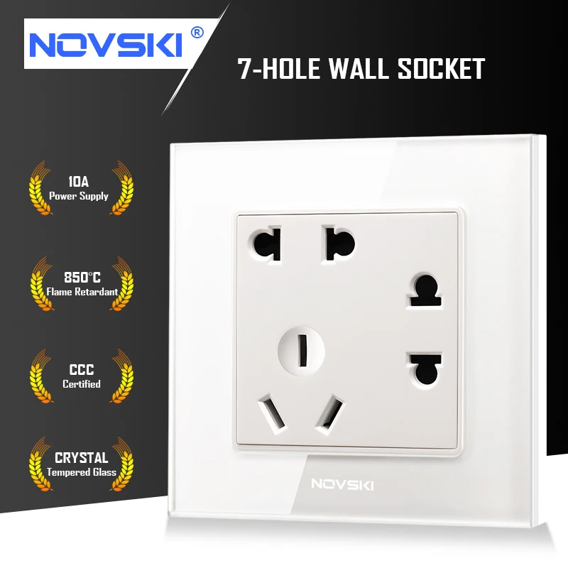NOVSKI GB 7 Hole 10A настенная розетка немецкий Bayer огнестойкий материал панель из
