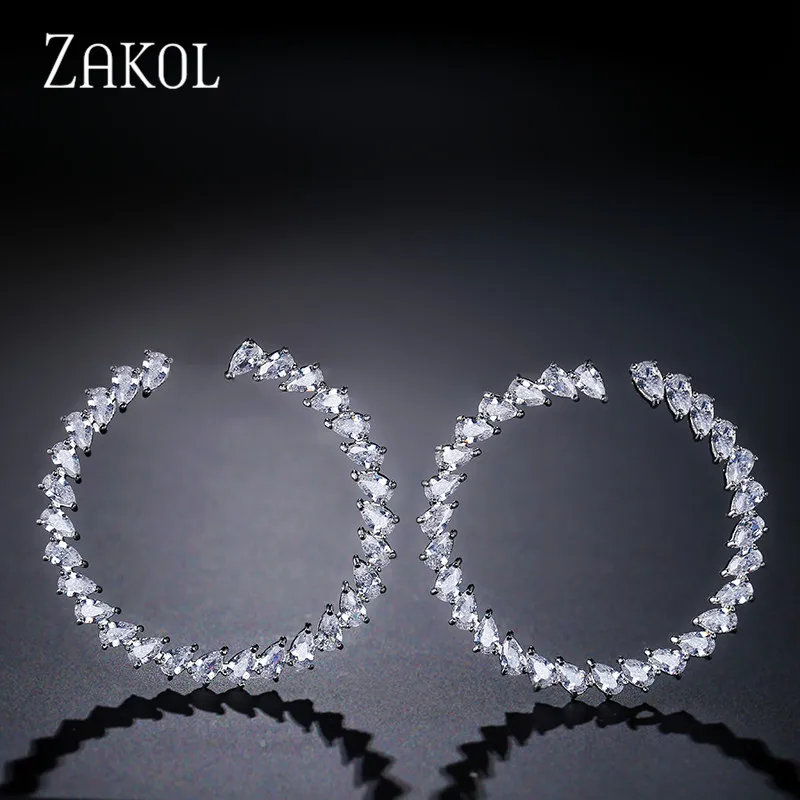 ZAKOL новые модные большие круглые серьги гвоздики Прозрачная Круглая Форма