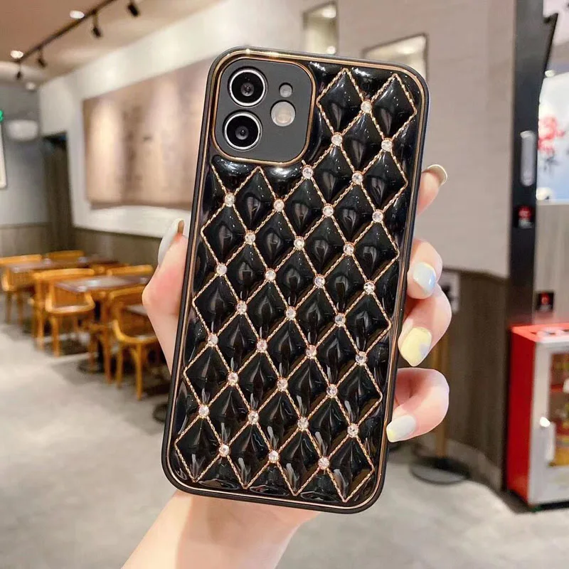 

Luxury Plating Blingbling Diamond Phone Case For iPhone 12 11 Pro Max X XR XS Max 7 8 Plus Candy Color Back Cover Coque