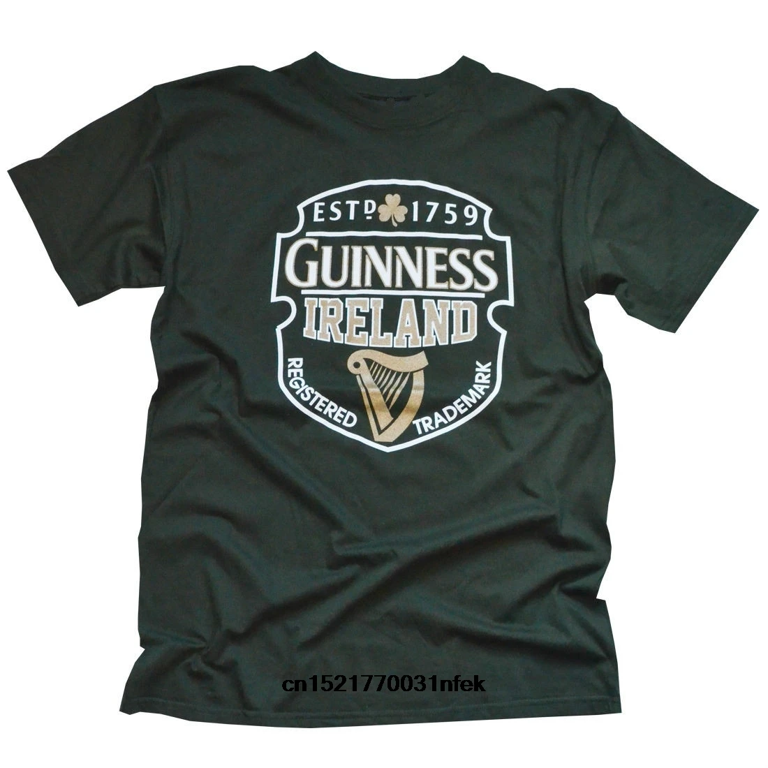 Мужская футболка Guinness Bottle Green Ireland с принтом арфы топы круглым вырезом новинка для