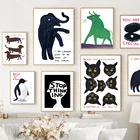 David Shrigley, слон, минималистская оболочка, Настенная картина на холсте, скандинавские плакаты и принты, настенные картины для декора гостиной