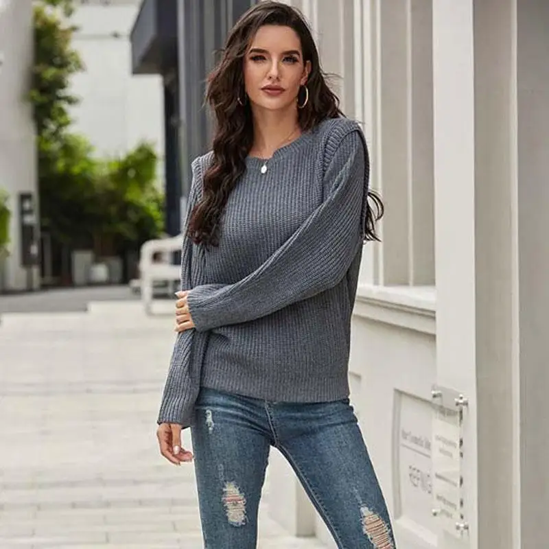 

Women Sweater Knit 2020 Autumn Winter Knitted Sweater Pullover Women Warm Thick Sweaters Ladies Long Sleeve Jumper Women