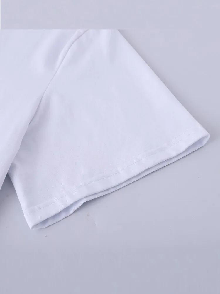 Женская летняя футболка с коротким рукавом и блестками белая Повседневная