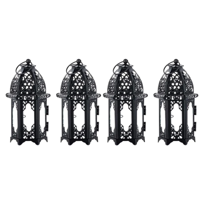 

AT69 -4Pcs Metal Tealight Candle Holder Wedding Centerpieces Transparent Glass Hanging Lanterns Creative Table Decor Birdcage