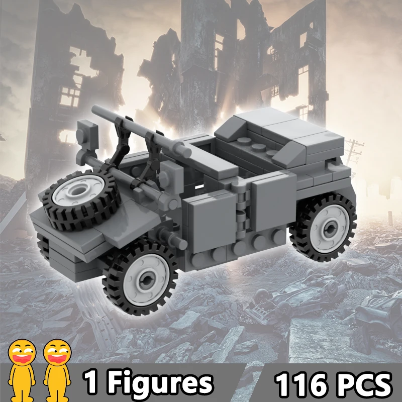 

WW2 German Frontline Support Battalion Building Blocks Set MOC Military Battle Tank Technical Army Figures Bricks Toys For Boys