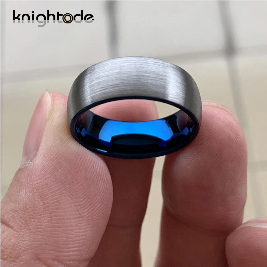 6/8 мм синий вольфрам карбид моды обручальное внутреннего круга для мужчин и