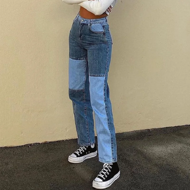 

Patchwork Jeans Women New Vaqueros Mujer Cintura Alta Casual Spijkerbroeken Dames Slim High Waisted Women Jeans Denim Trousers