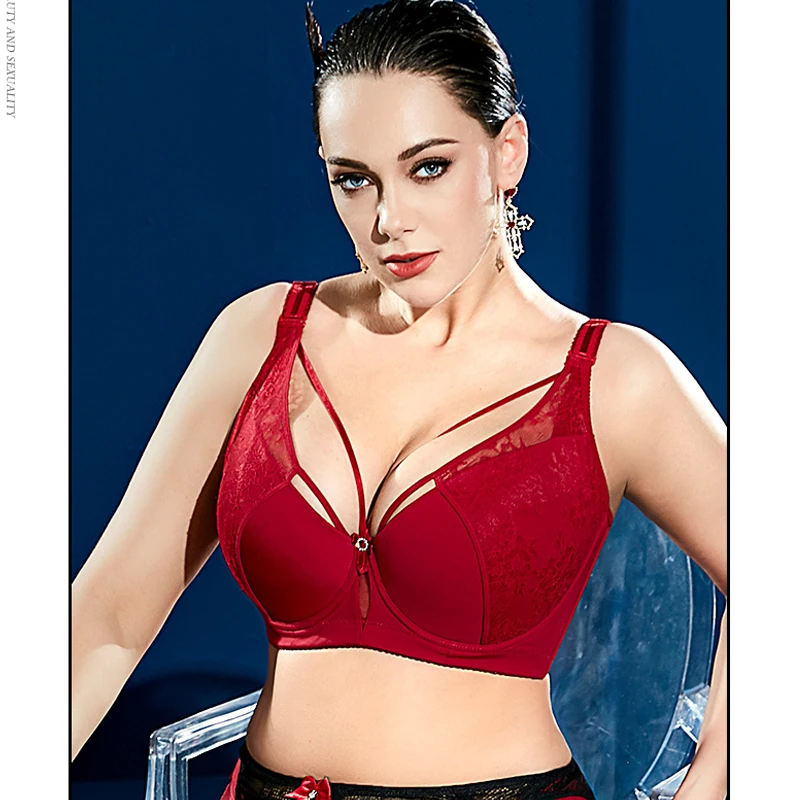 Women's Smooth Lace No Padding Full Cup Support Underwire Bra 34 36 38 40 42 44 46 B C D E F G H I J