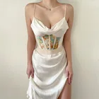 Hirigin 2021 с винтажным принтом сексуальный корсет Топ для женщин летнее платье без рукавов тонкий белый бюстье майка Y2k Топы Мода Дизайн Вечерние