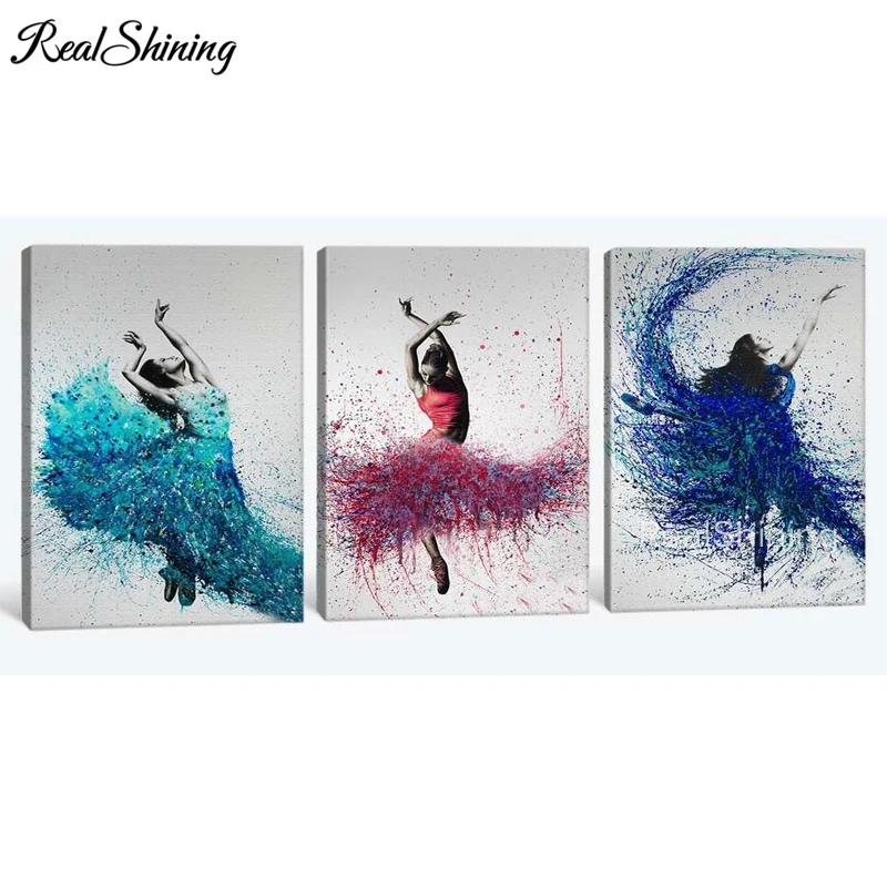 

wall art Dancing Girl full square round drill 5d diy diamond painting 3pcs cross stitch diamond embroidery for Room Decor FS6912