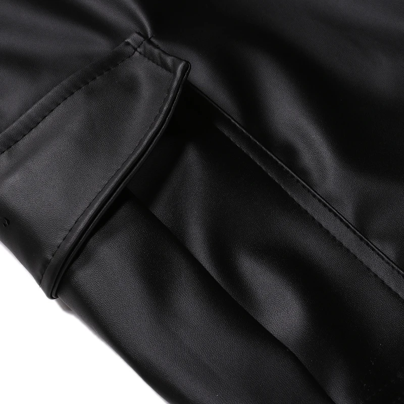 Мужские брюки-карго из искусственной кожи модные эластичные кожаные брюки с