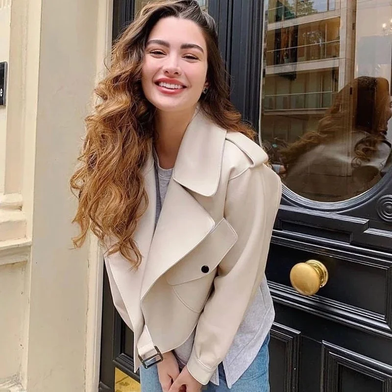 

SHZQ Новое поступление Зима Осень 2021 женский кожаный бумажник Campera Chaqueta Cuero Mujer Modis Coat Женская кожаная куртка