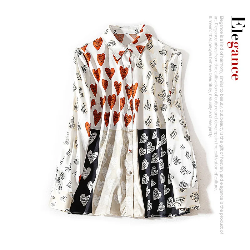 

Цвет с лацканами, новый стиль, комплект с принтом в виде надписи «Love» костюм с длинными рукавами и расположение мешок Кнопка Эластичный шелк...