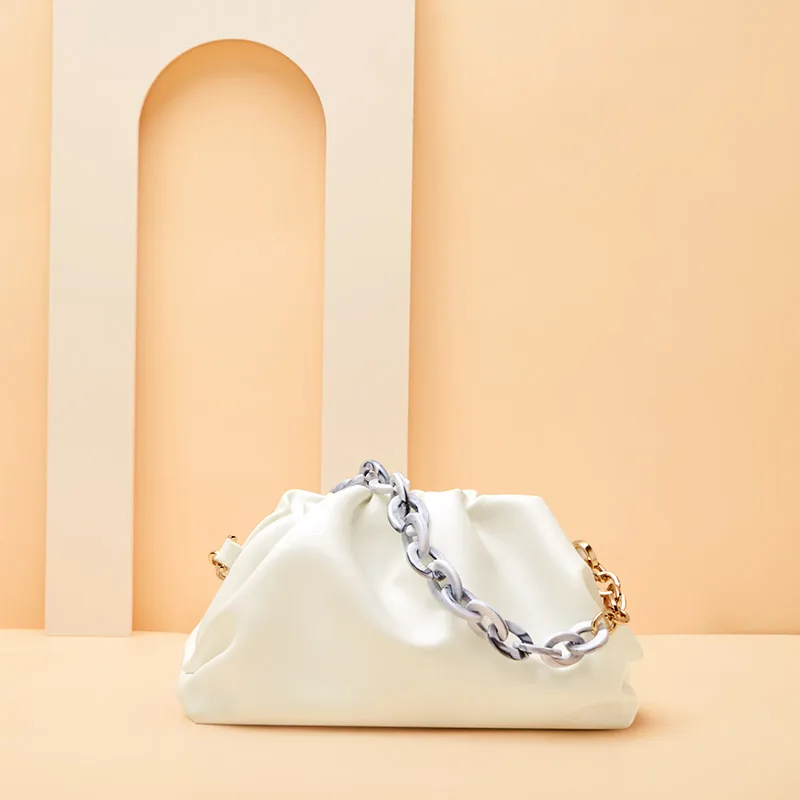 

Сумки для женщин, новинка 2021, модные белые плиссированные портативные мягкие мини-сумки-Хобо в форме облака, роскошные сумочки и кошельки