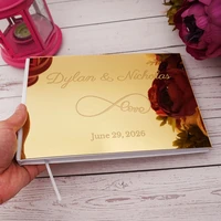 personalized 25x18cm wedding custom infinity love symbol signature guest book acrylic mirror party favors photo album