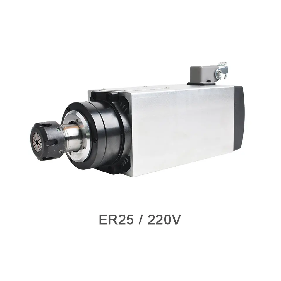 ЧПУ 4 кВт Мотор шпинделя ER20/ER25 Air CooledSpindle 4 подшипника 220 В/380 квадратный шпиндель фрезерные станки инструменты для гравировки с ЧПУ - Цвет: ER25 220V