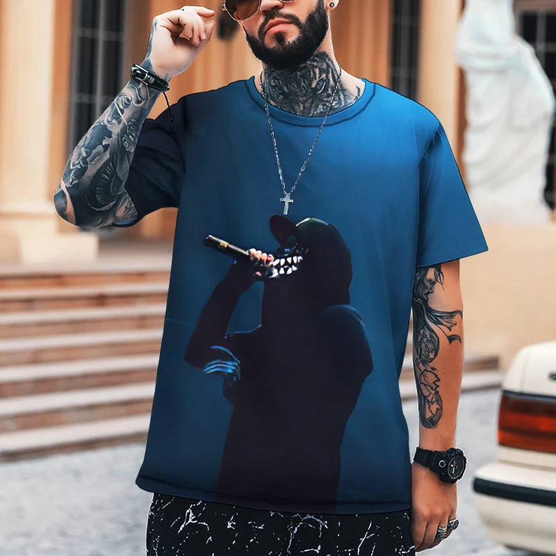 

KYCK Black Man Man 3D Printing Men's T-shirt Street Cool Hip Hop High Quality Fabric Round Neck Top Oversized S-9XL