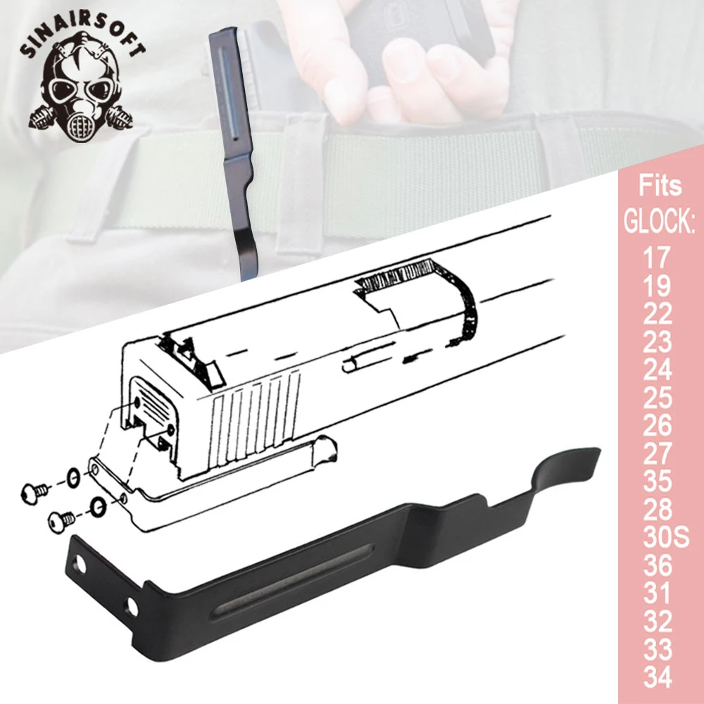 

Tactics Concealed Gun Belt Clip For Glock Slide Holster G17 19 22 23 24 25 26 27 28 30S 31 32 33 34 35 Carry Pistol Clip Slides