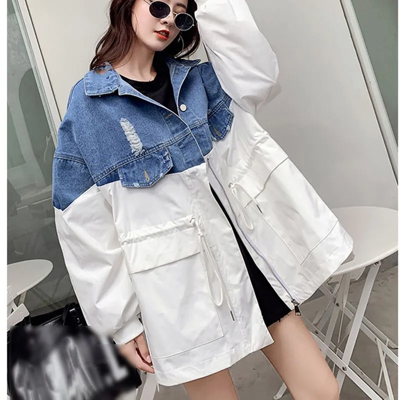 Женская Весенняя Осенняя Корейская поддельная двухкомпонентная Лоскутная