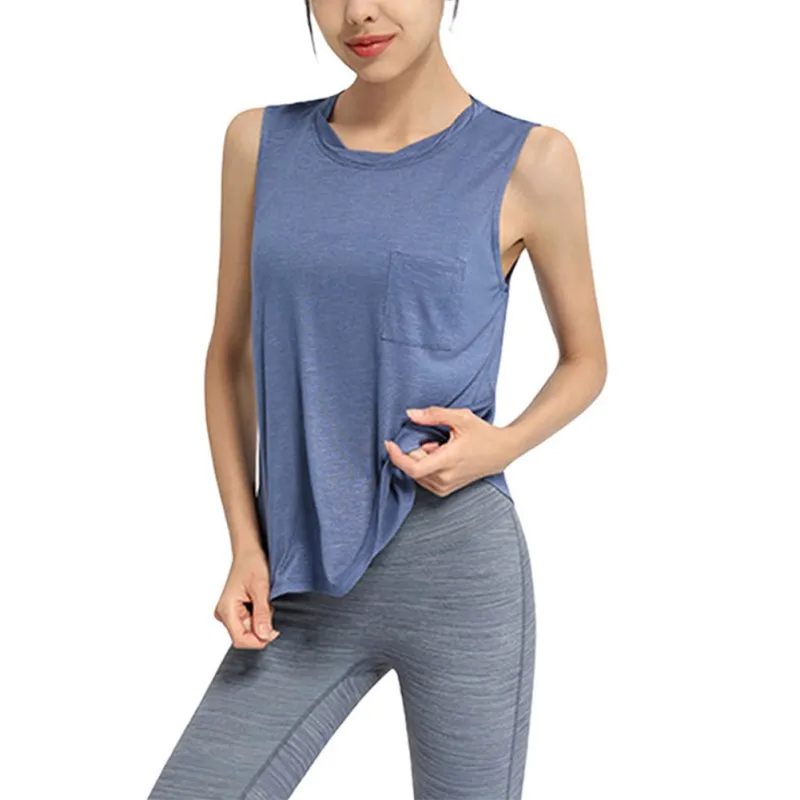 

Female Sleeveless Quick Dry Loose Sports T-Shirt Women Soft Running Fitness Tops