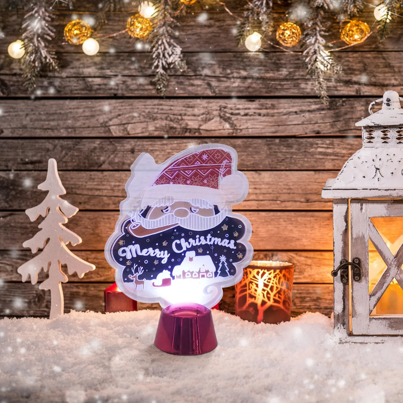 Christmas Decorations For Home Tree Elk 3d Acrylic Night Light Xmas Gift Navidad 2021 New Year Decore #T2P | Дом и сад