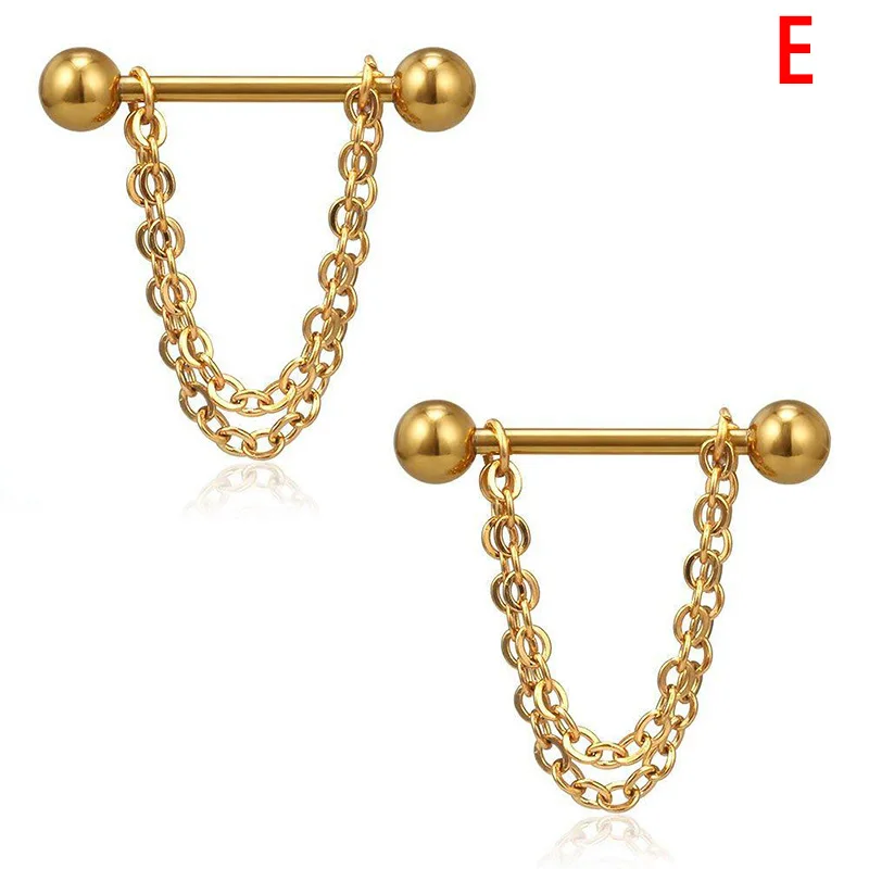 2 шт./компл. пирсинг соски груди кольца гвоздь штанга из нержавеющей стали цепь