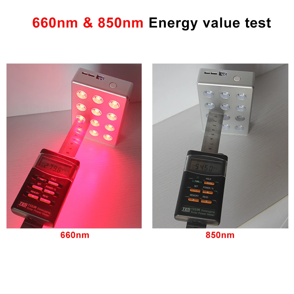 Чистый красный терапевтический прибор для красоты с батареей внутри 660 нм 850 12 Вт