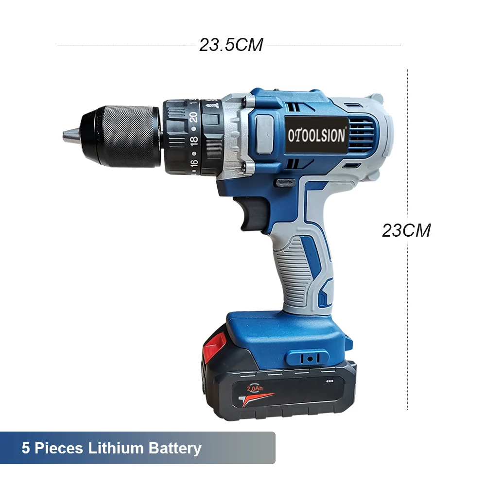 Дрель шуруповерт 21 в Аккумуляторная дрель с переменной скоростью Электрическая