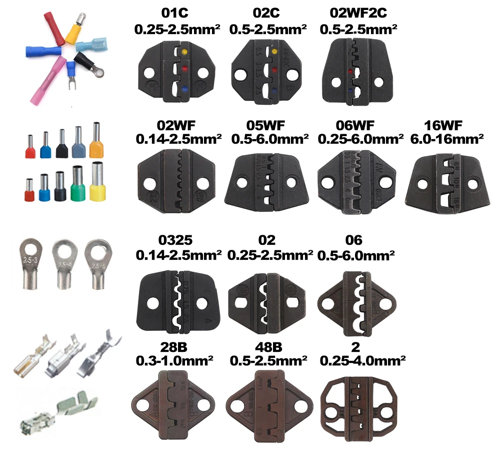 Crimping Tool Ratcheting Wire Crimper and Interchangeable Dies For Heat Shrink Connectors Non-Insulated Ferrule Terminals | Инструменты
