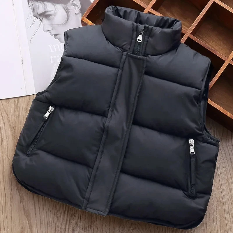 Жилет пуховой детский из хлопка на весну/осень без рукавов