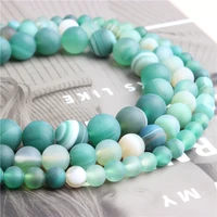 natural frosted green striped agate loose beads fit for diy jewelry bracelet necklace accessories trend hand string supplies