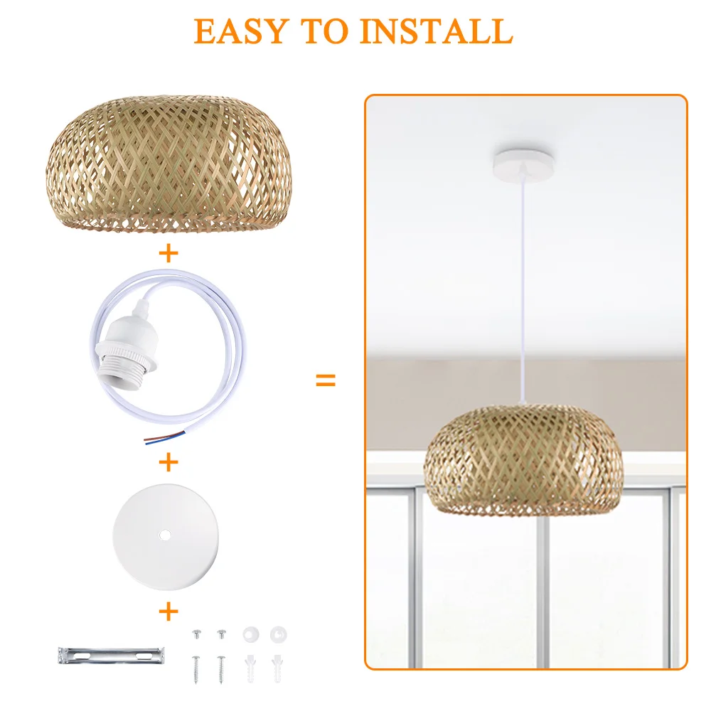 Ретро лампа из ротанга Бамбуковая для сада ресторана спальни кафе освещение бара