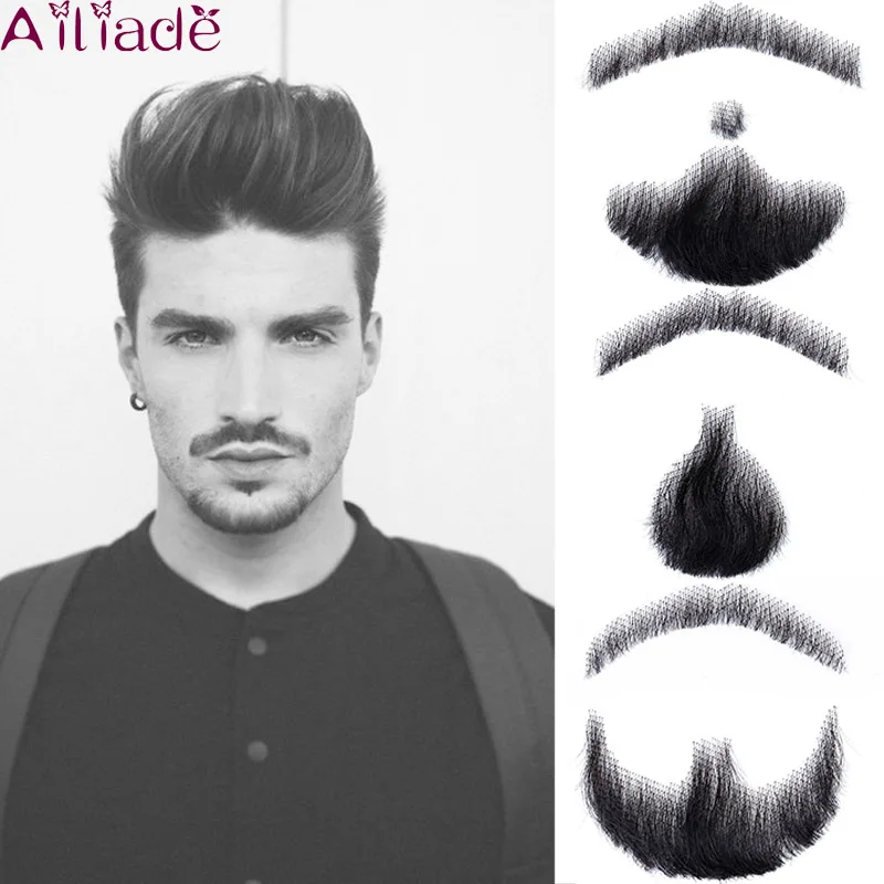 AILIADE кружевная борода искусственная для мужчин усы ручной работы настоящие