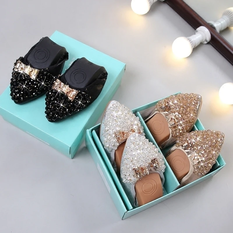 Женские дизайнерские туфли на плоской подошве размера плюс 31 45 со стразами|Обувь