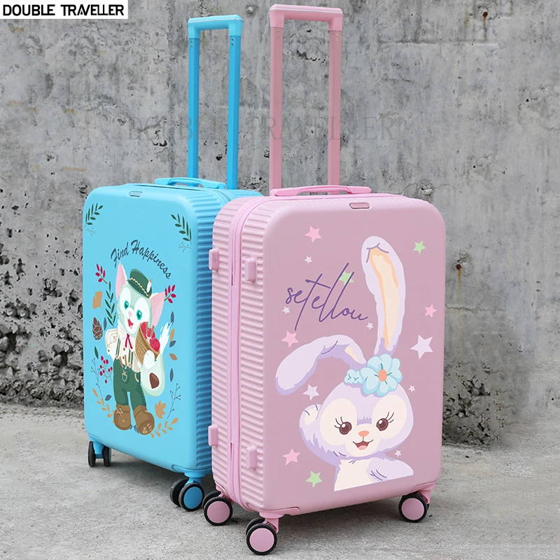 New kids Women travel luggage Cute Cartoon rabbit trolley luggage case 20 inch carry on rolling luggage bag girls cabin suitcase