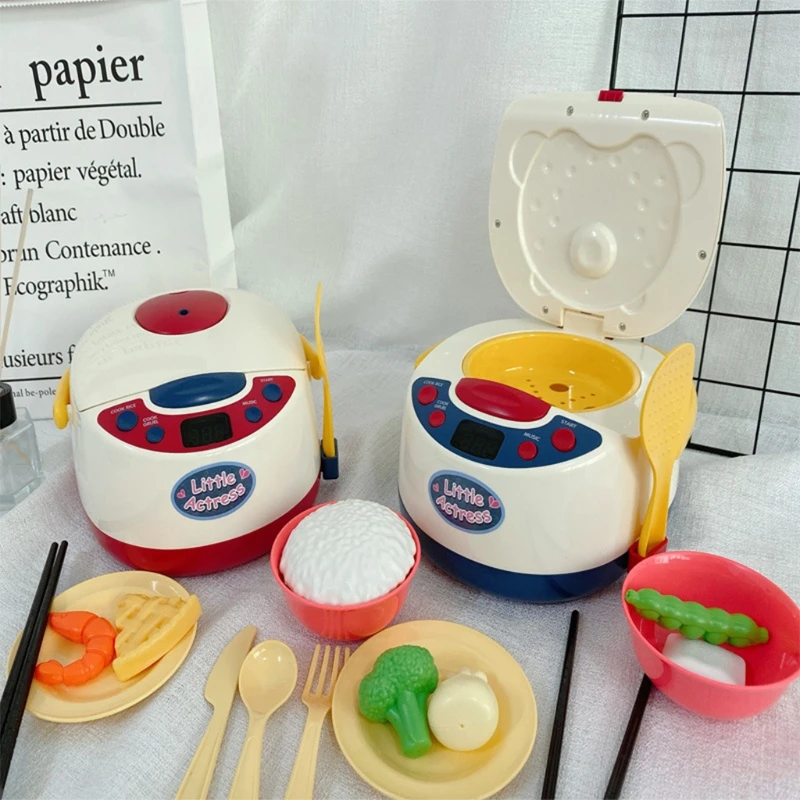 

Spray Rice Cooker Light Music Simulation Cooking Kitchen Children's Household Appliances Toy Red/Blue