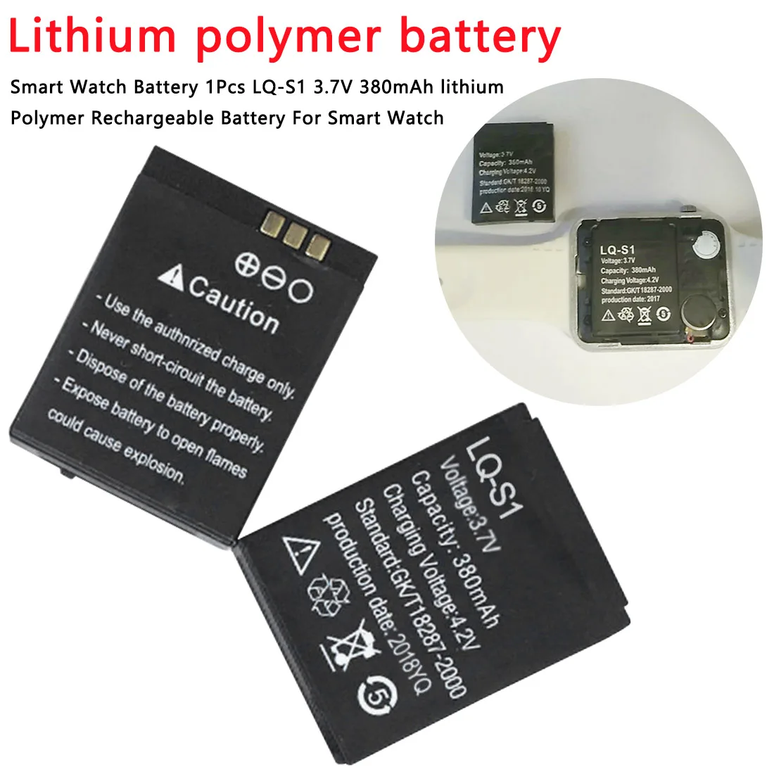 Rechargeable 380mAh Smart Watch Battery Lithium Polymer Li-po for DZ09 QW09 A1 W8 Lithium-ion Li-polymer | Электроника