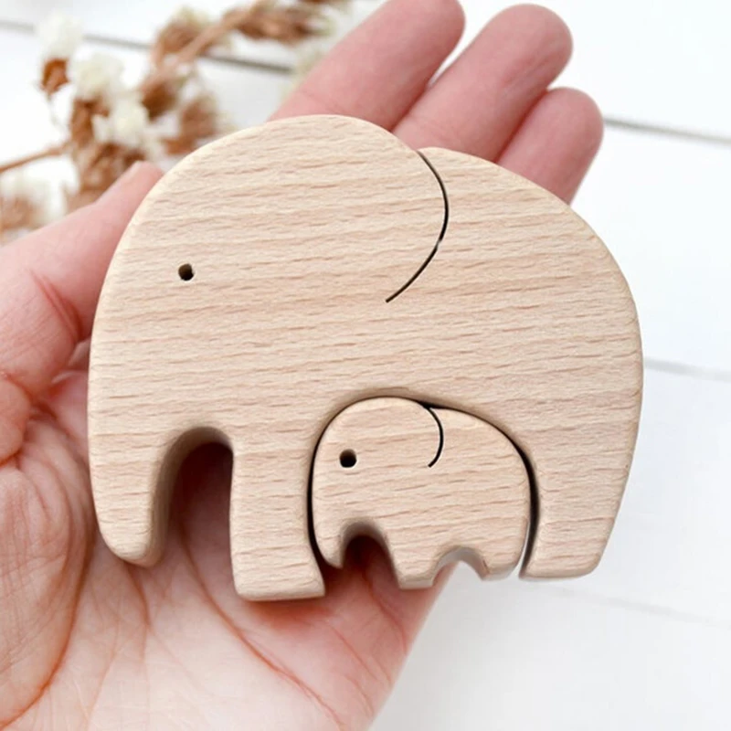 

Elephant Mother And Child Mother's Day Gift Wooden Ornament Desktop Decor REME889