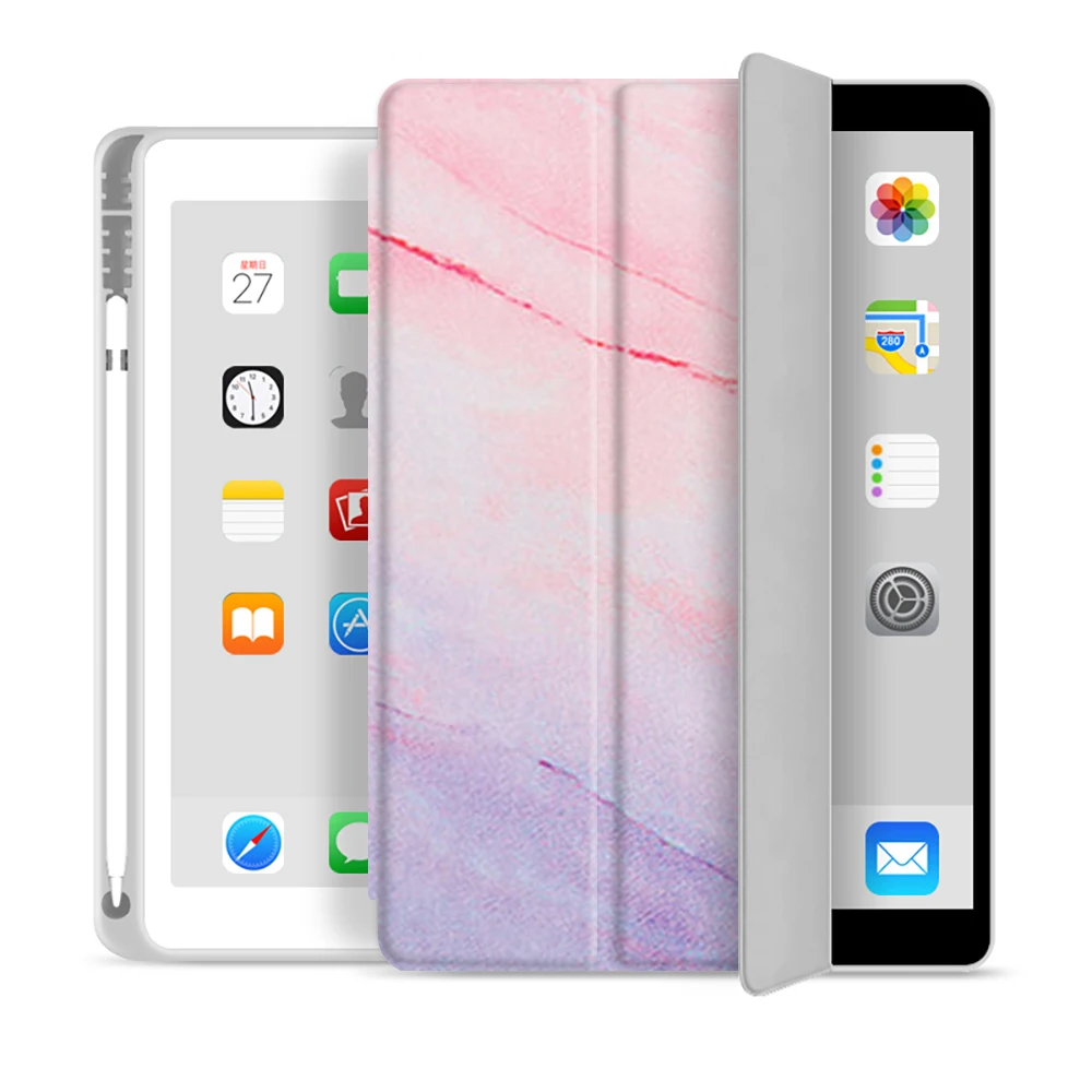 Чехол для iPad 2019 7 10 2 2018 Mini 4 5 9 2020 Pro 11 12 2021 Air3 силиконовый чехол с мраморным рисунком
