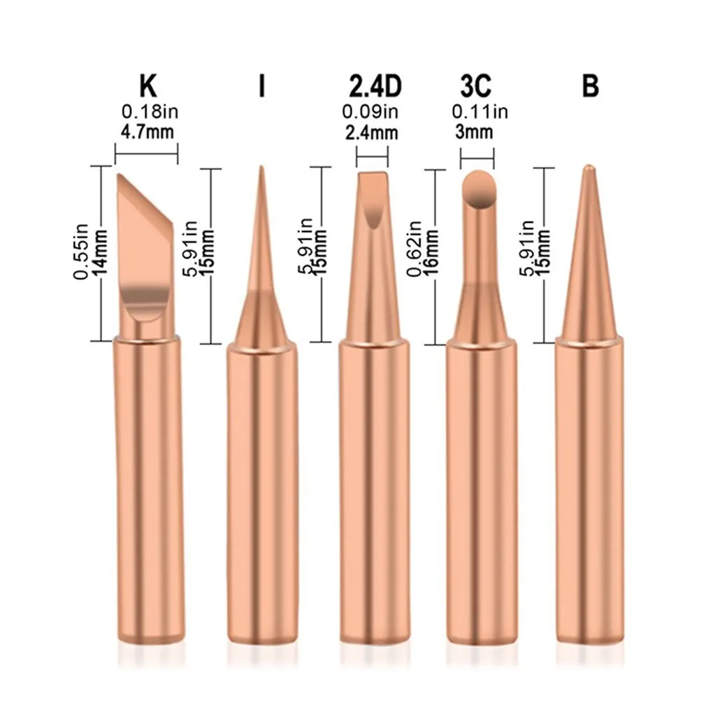 

5pcs/lot Pure Copper 900M-T Soldering Iron Tip Lead-free Solder Tips Welding Head BGA Soldering Tools