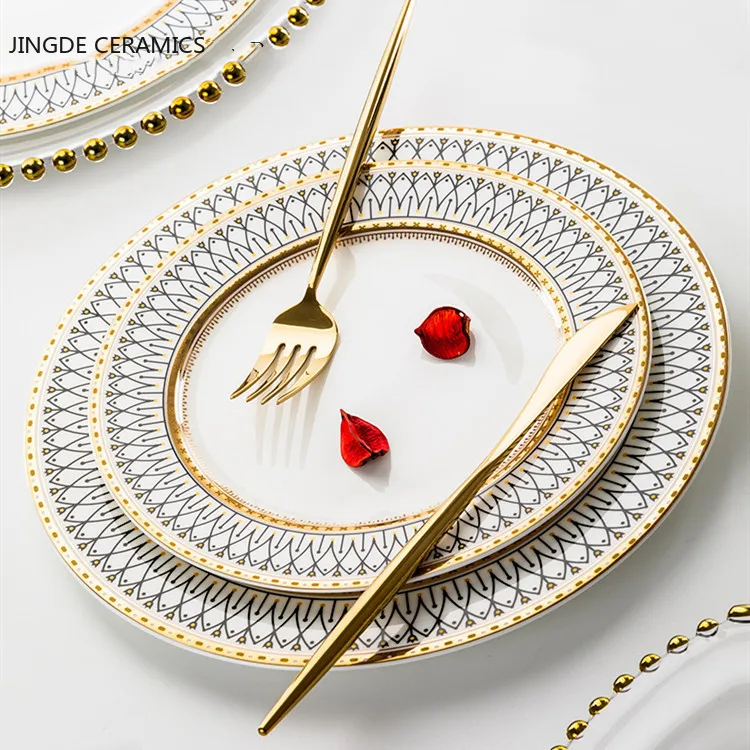 Керамическая Поворотная тарелка для ресторана набор украшения дома золотого
