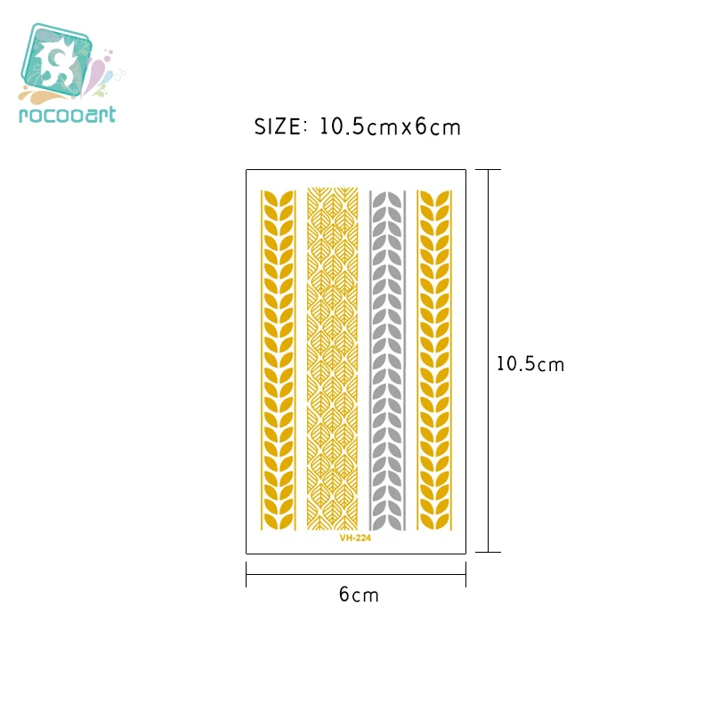 

Small VH-224/Fashion Flash Waterproof Tattoo Stickers Glitter Metal Gold Silver Temporary Hand Tattoo Necklace Indians Style