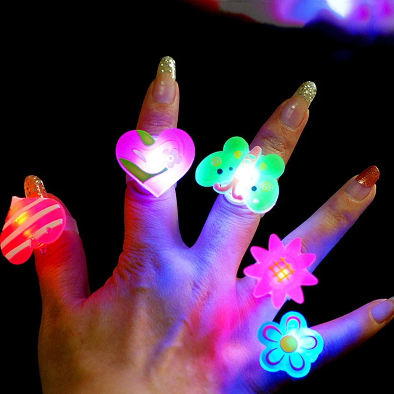 

5pcs Luminous rings glow in the dark new children's toys flash gifts LED cartoon lights toys for childs kids playing in night