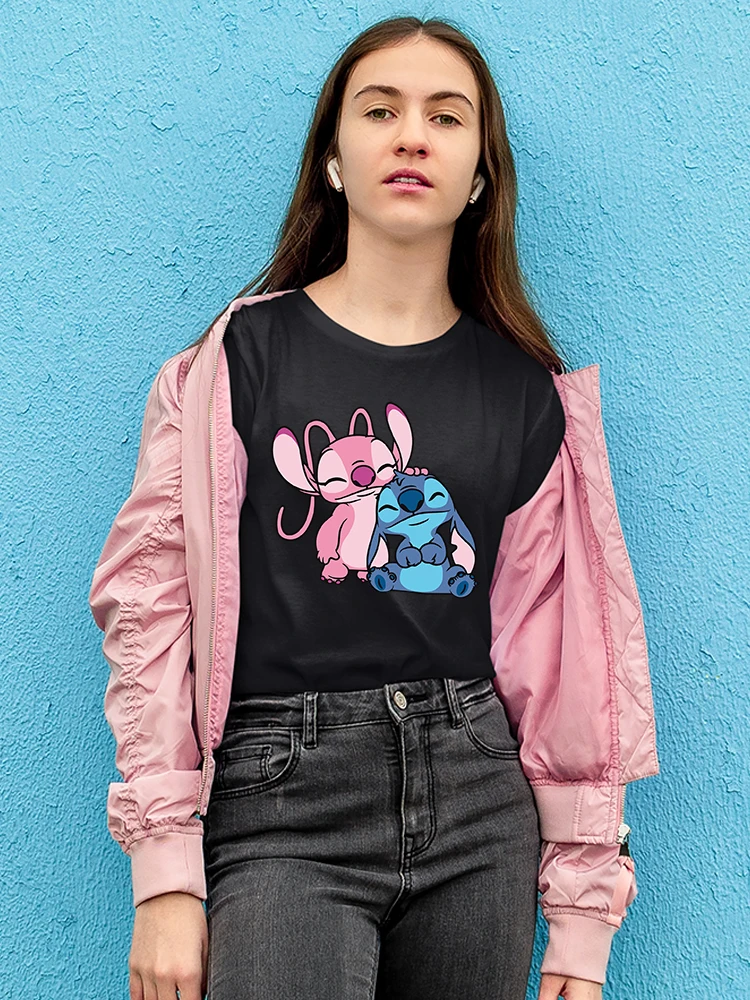 

Stitch T-shirt For Women Kawaii Harajuku Cute Short Sleeve Shirt Basic Casual Home Clothes Spring Summer 2022 Woman Fashion