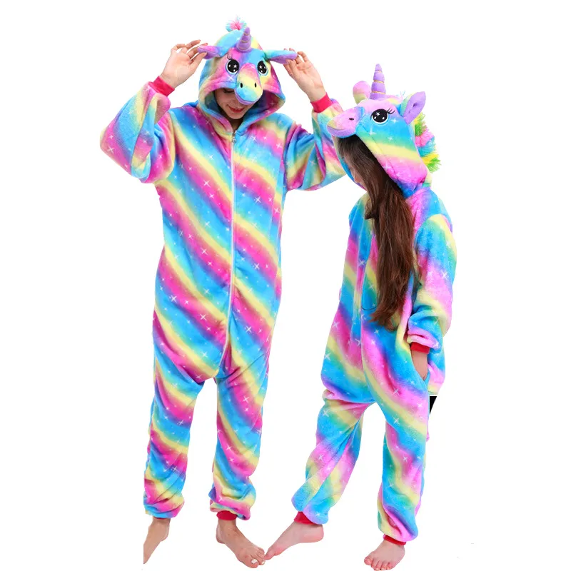 Animal Stitch Unicorn Onesies Adults Teenagers Women Men Pajamas Funny Flannel Warm Soft Overall Onepiece Night Home Jumpsuit |
