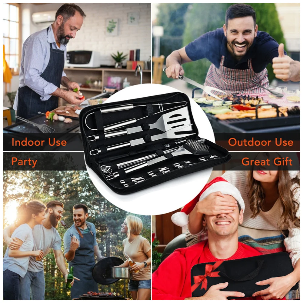 

1 Set/22pcs Outdoor Barbecue Tools Stainless Steel Brush Fork Shovel Scraper