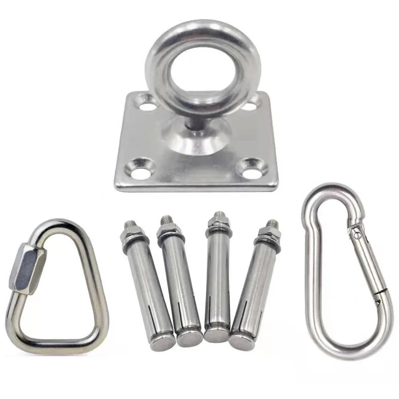

Camping Hook Stainless Steel Ceiling Fixed Plate Anchor Suspension Bracket Ring Hammock Yoga Swing Chair Swing Hook Accessories