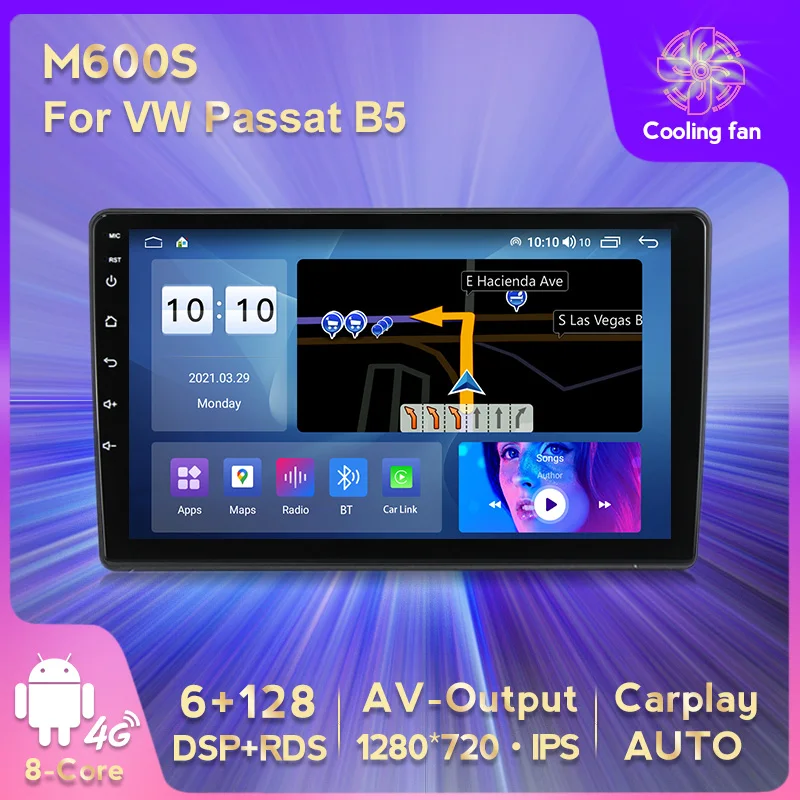 

Автомагнитола 9 дюймов, 6 + 128 ГБ, 8 ядер, 4G LTE RDS Carplay, GPS, мультимедийный плеер для VW Volkswagen Passat B5, HD IPS экран, BT DSP