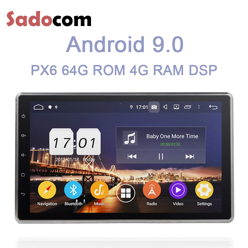 DSP ips 10," TDA7851 Android 9,0 64 Гб ПЗУ 4 Гб ОЗУ 8 ядерный автомобильный dvd-плеер gps ГЛОНАСС автомобильное радио Wi-Fi Bluetooth 4,0 для универсального